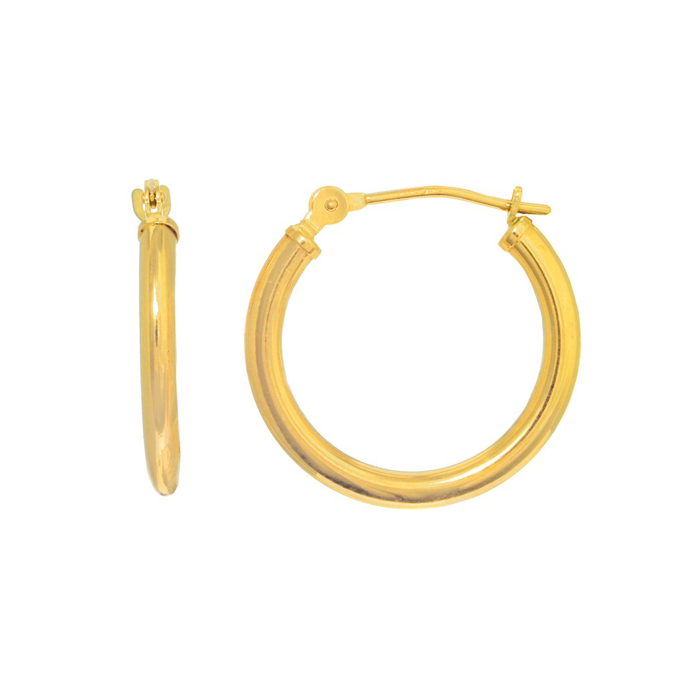 14k Yellow Gold 2mm Tubular Hoop Earrings 12mm 14mm 16mm 18mm 20mm 25mm 30mm 35mm - JewelStop1