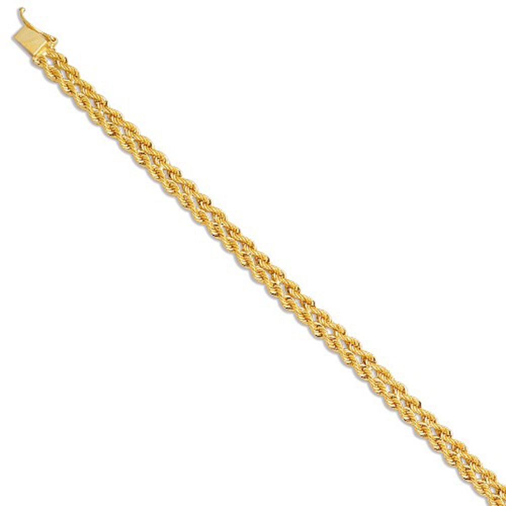14k Yellow Gold 6mm Multi-line Rope Bracelet 7" - JewelStop1