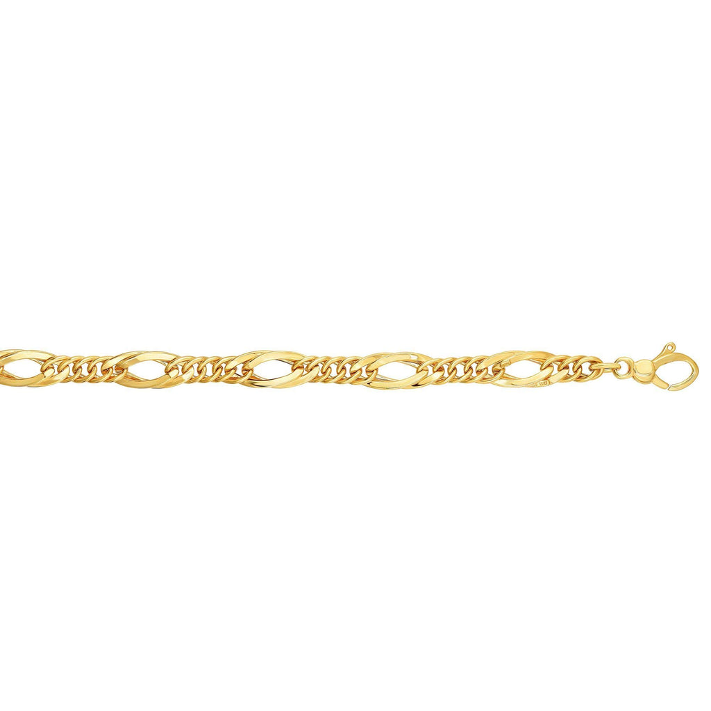 14K Gold Yellow 7mm Shiny Oval Bracelet, Lobster Clasp - JewelStop1