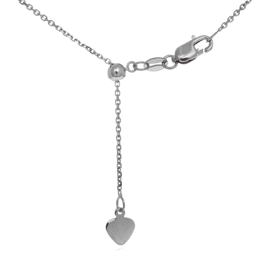 Sterling Silver Rhodium Finish .9mm Shiny Adjustable Cable Chain 16-30" - JewelStop1