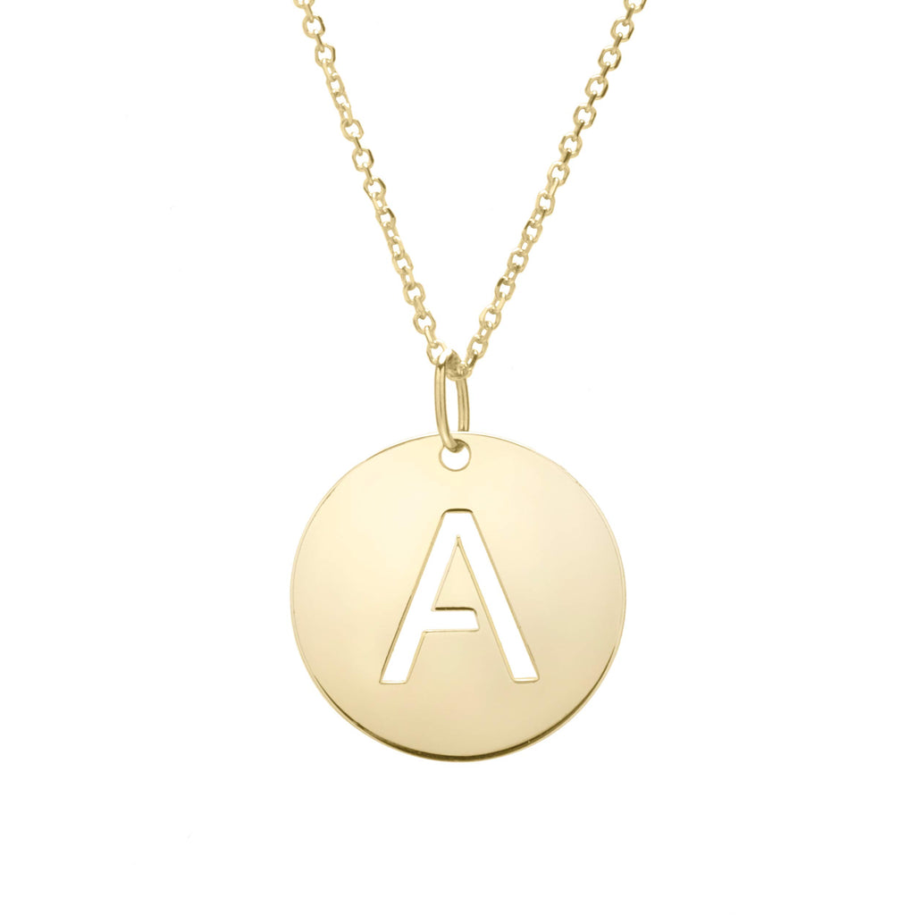 14k Yellow Gold 15mm Initial-A Pendant, 18" 0.8mm Extendable Classic Cable Chain - JewelStop1
