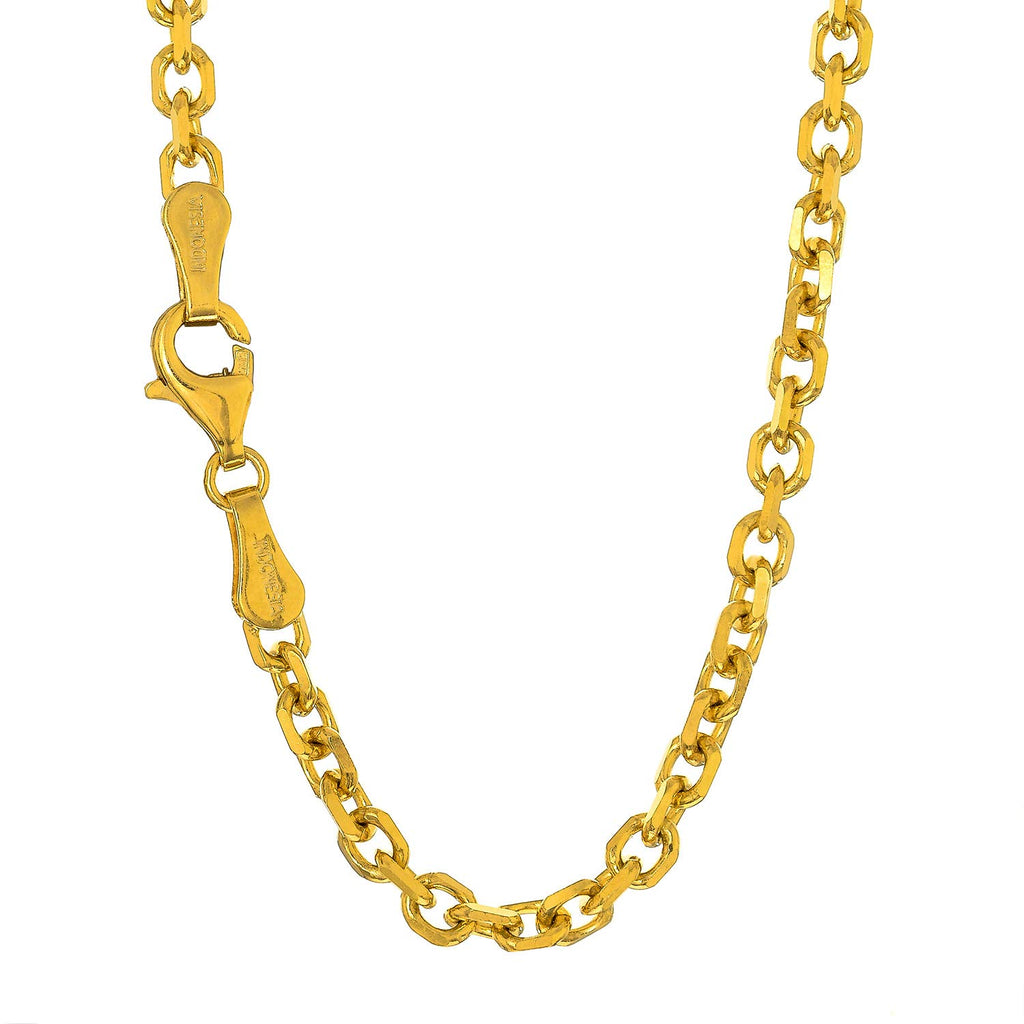 18K Solid  Yellow Gold 1.5mm Round Cable Chain with lobster Clasp 18" - JewelStop1