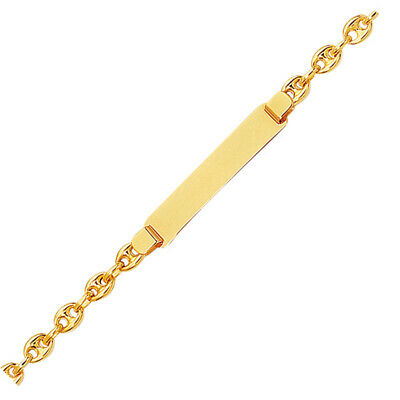 14K Yellow Gold 5mm Puffed Link Engravable ID Bracelet 6" - JewelStop1