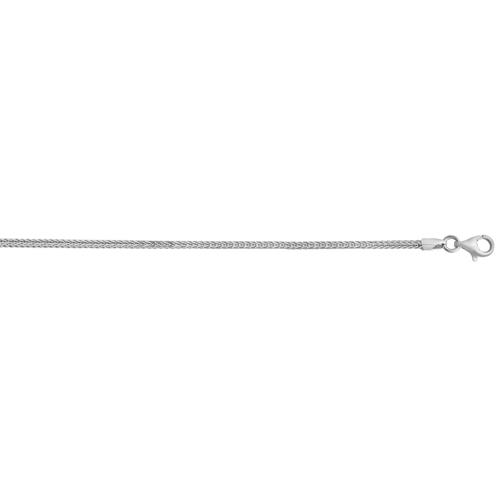 Sterling Silver Rhodium Finish 1.7mm Polished Basic Foxtail Necklace - JewelStop1