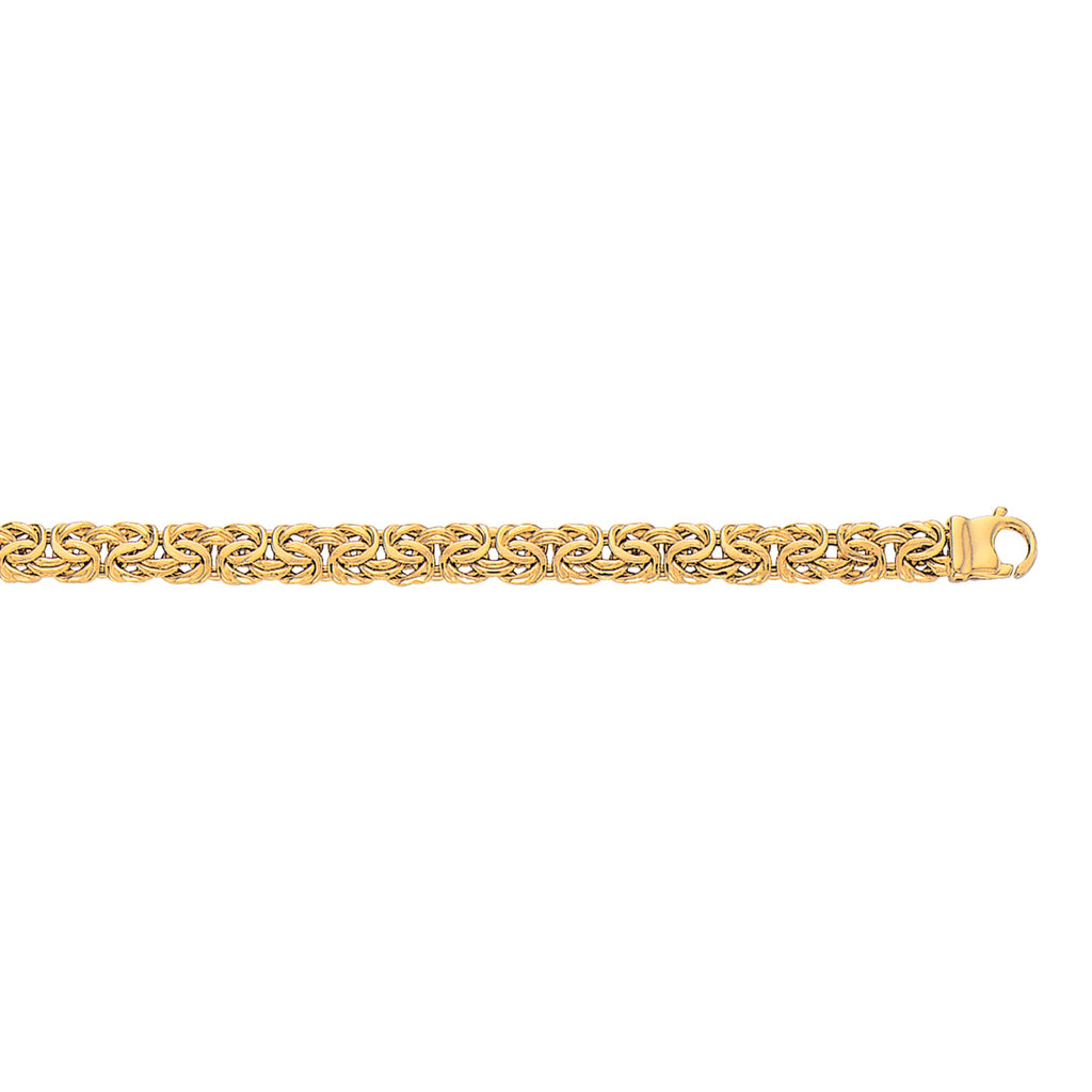 10K Yellow Gold 7mm Shiny Byzantine Bracelet with Lobster Clasp 8" - JewelStop1