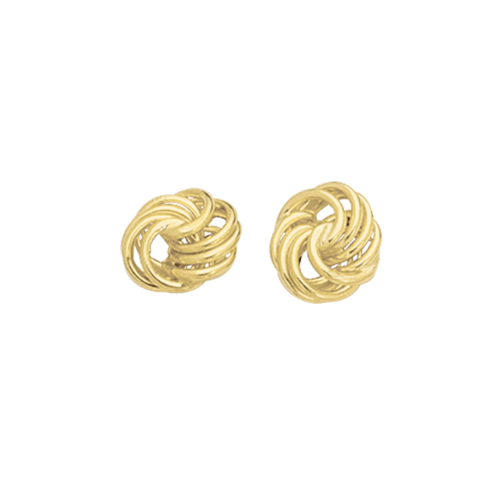 14k Yellow Gold 12mm Love Knot Earrings - JewelStop1