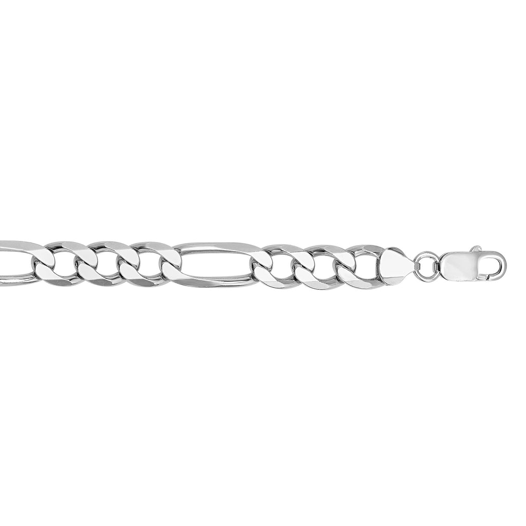Sterling Silver Rhodium Finish 2.8mm Figaro Chain Necklace, Lobster Claw - 22" - JewelStop1