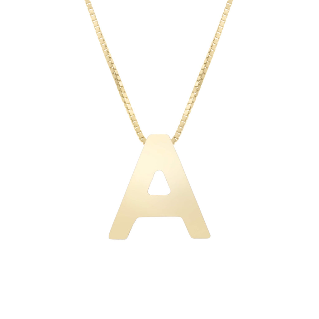 14k Yellow Gold 10x7mm Polished Initial-A Necklace with Lobster Clasp 18" - JewelStop1