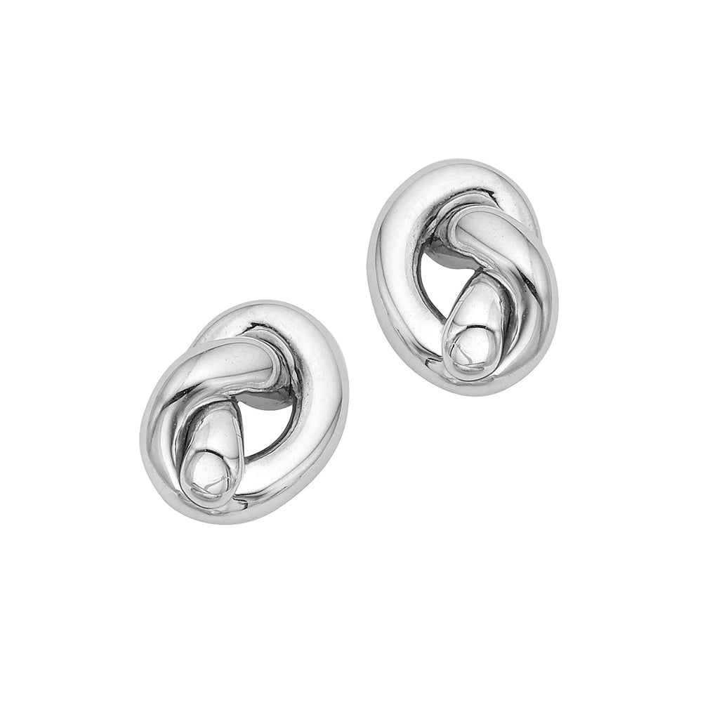 14k White Gold 12.5x10mm Polished Knot Earrings with Push Back Clasp - JewelStop1