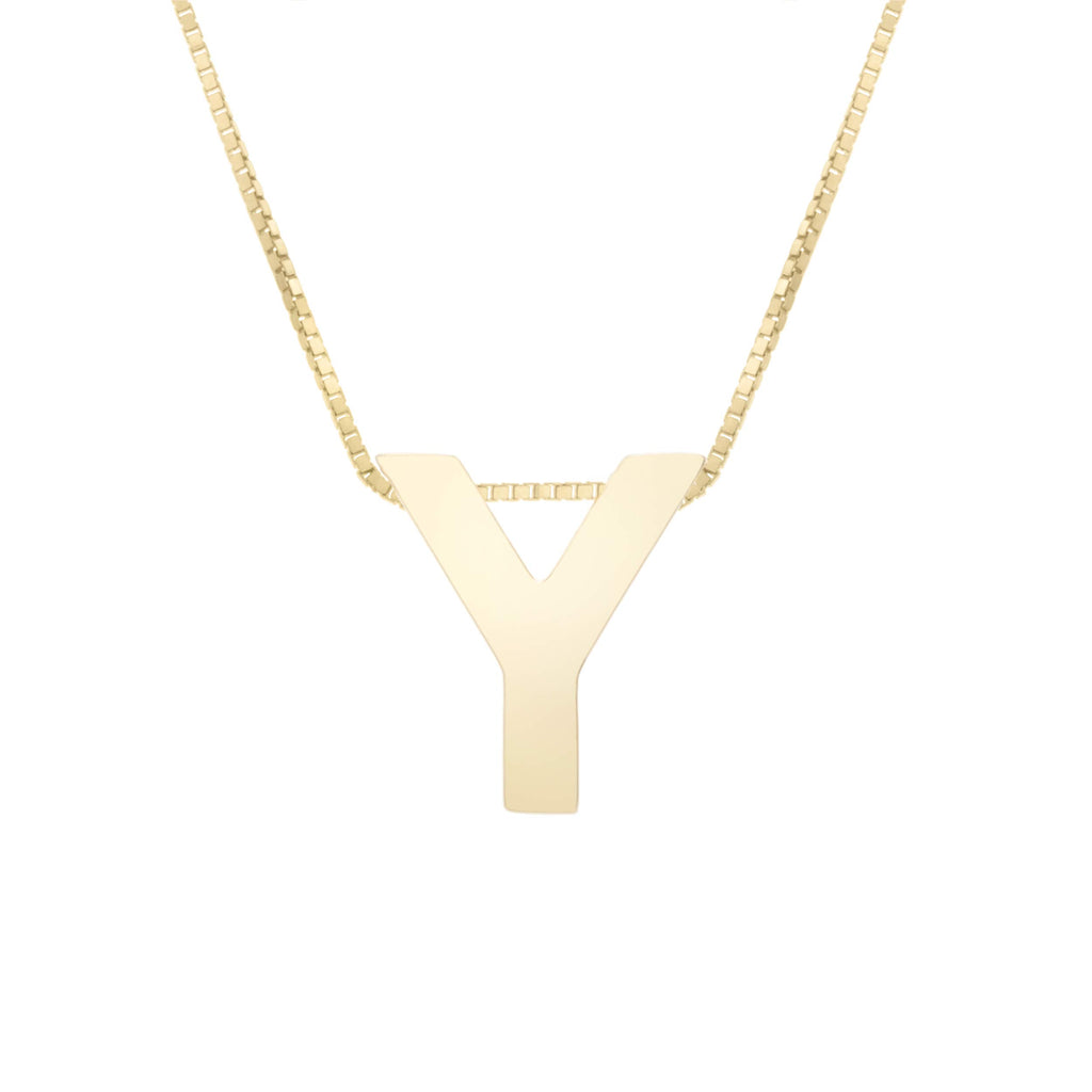 14k Yellow Gold 10x7mm Polished Initial-Y Necklace with Lobster Clasp 18" - JewelStop1