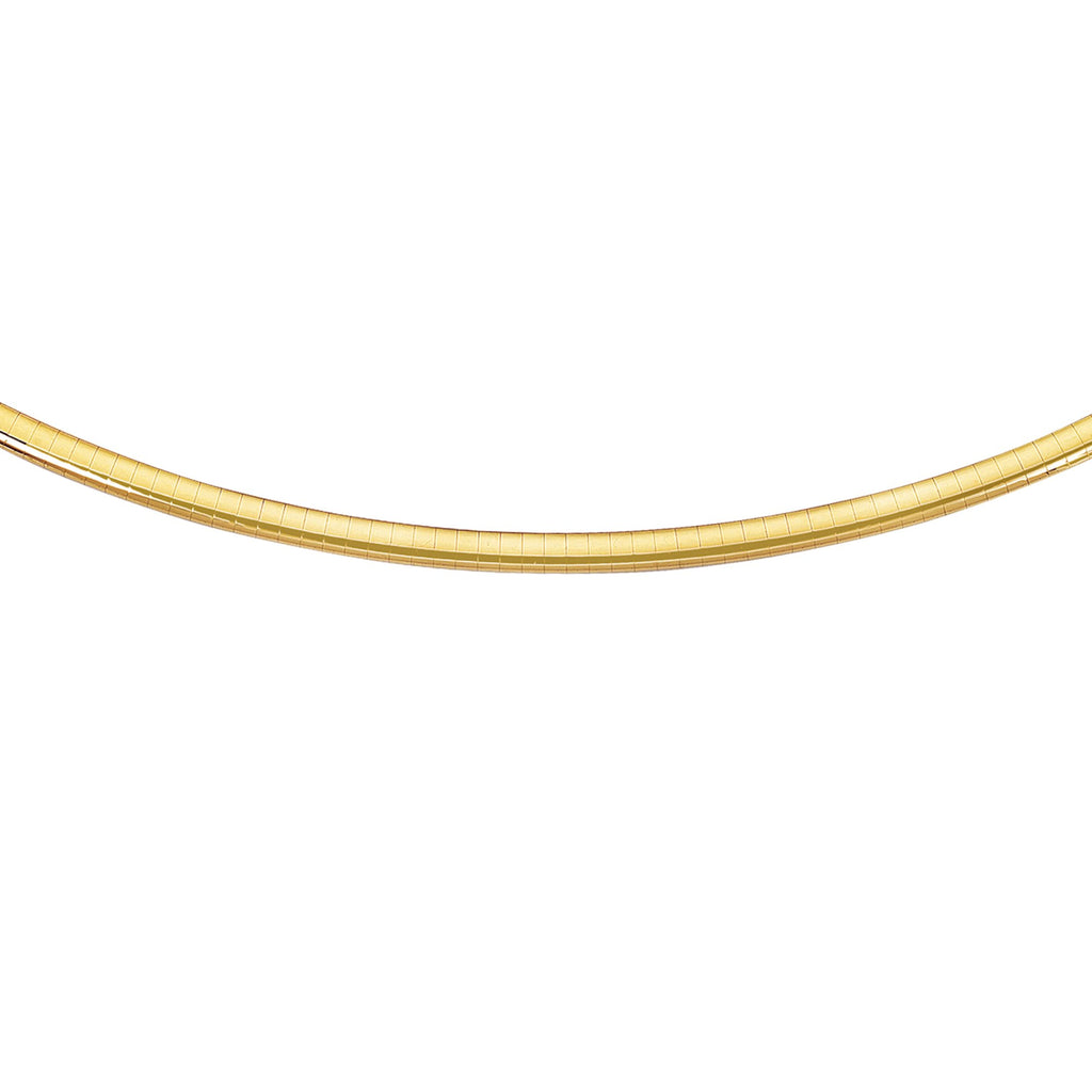 14k Yellow Gold 4mm Domed Omega Bracelet 7" Box Lock - JewelStop1