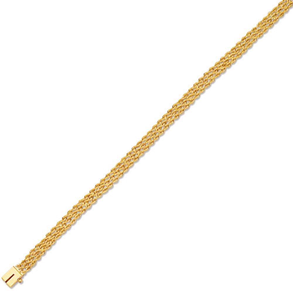 14k Yellow Gold 6mm Triple Rope Bracelet 8" - JewelStop1
