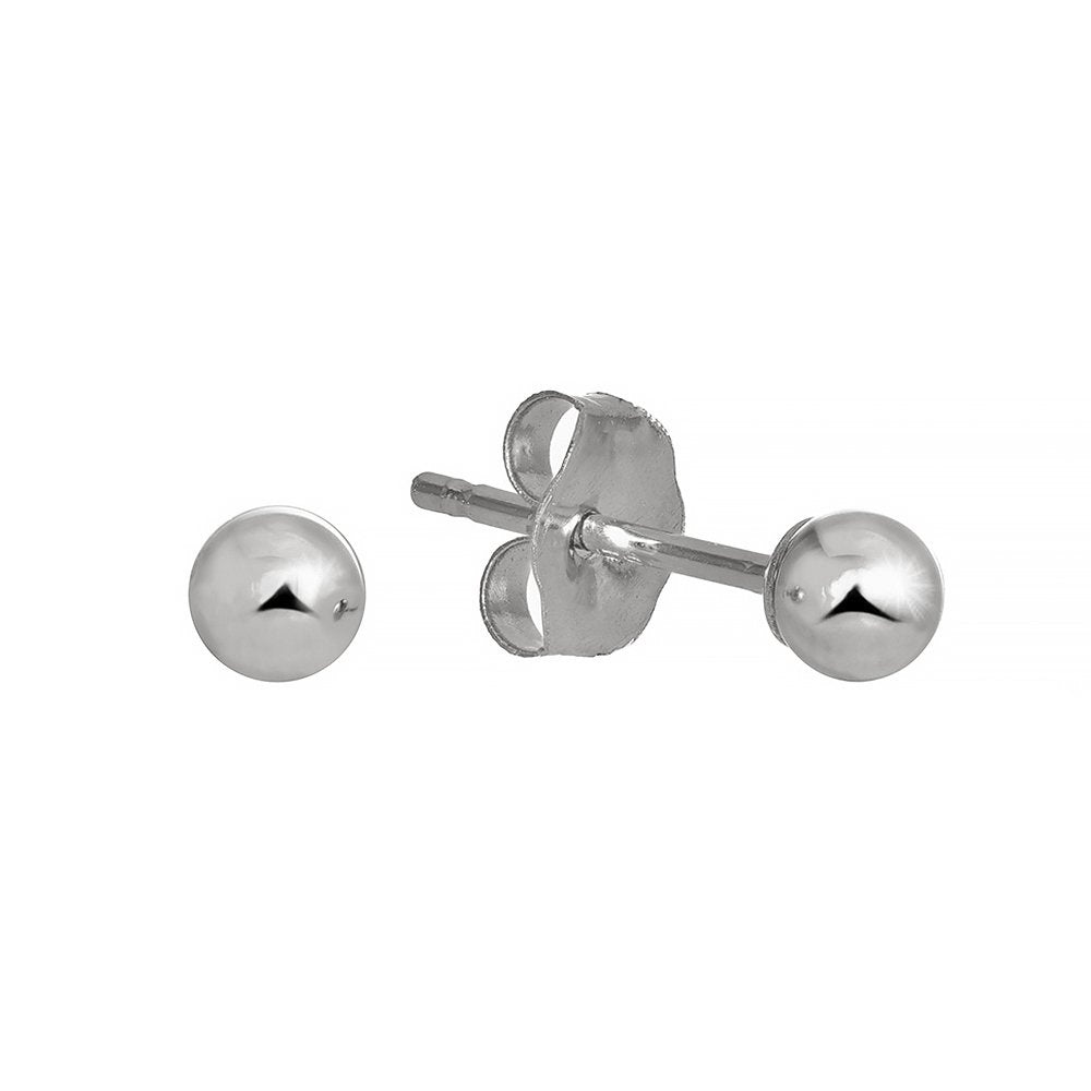 14K White Gold Ball Stud Earrings - 2mm 3mm 4mm 5mm 6mm 7mm 8mm 10mm - JewelStop1