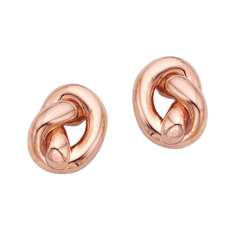 14k Rose Gold 12.5x10mm Polished Knot Earrings with Push Back Clasp - JewelStop1