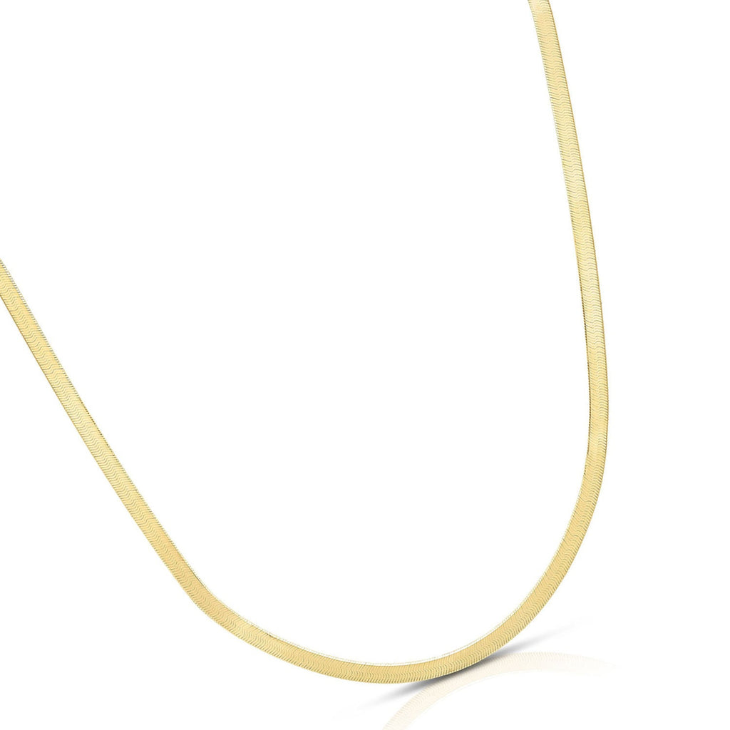 JewelStop 10K Yellow Gold 3.8mm Herringbone Chain with Polished Finish and Lobster Lock - 16in, 18in, 20in,22in,24in