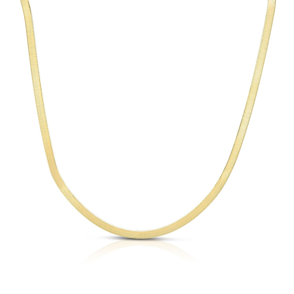 JewelStop 10K Yellow Gold 3.8mm Herringbone Chain with Polished Finish and Lobster Lock - 16in, 18in, 20in,22in,24in