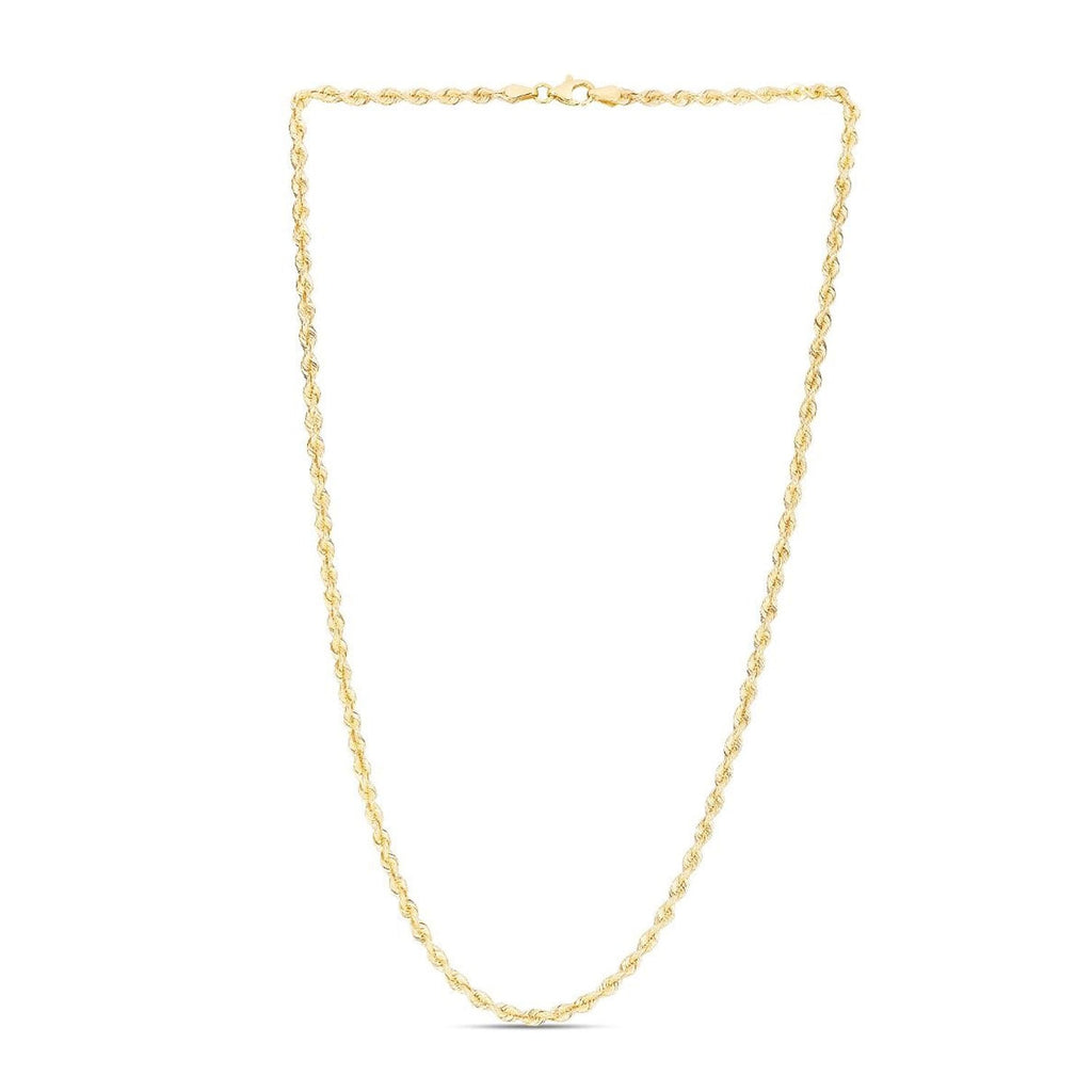 10K Yellow Gold 3mm Polished Silk Rope Chain Lobster Clasp(18"-20"-22"-24")