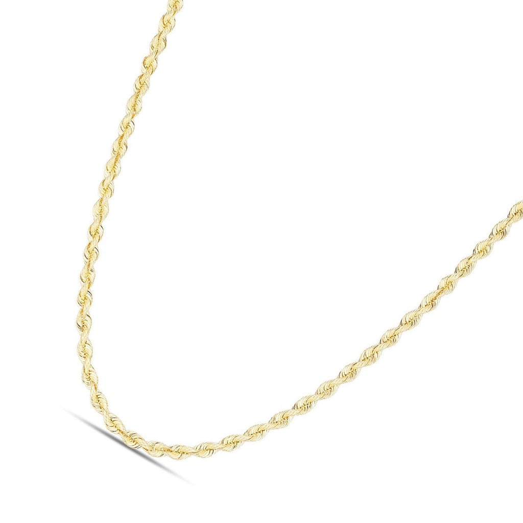 10K Yellow Gold 3mm Polished Silk Rope Chain Lobster Clasp(18"-20"-22"-24")