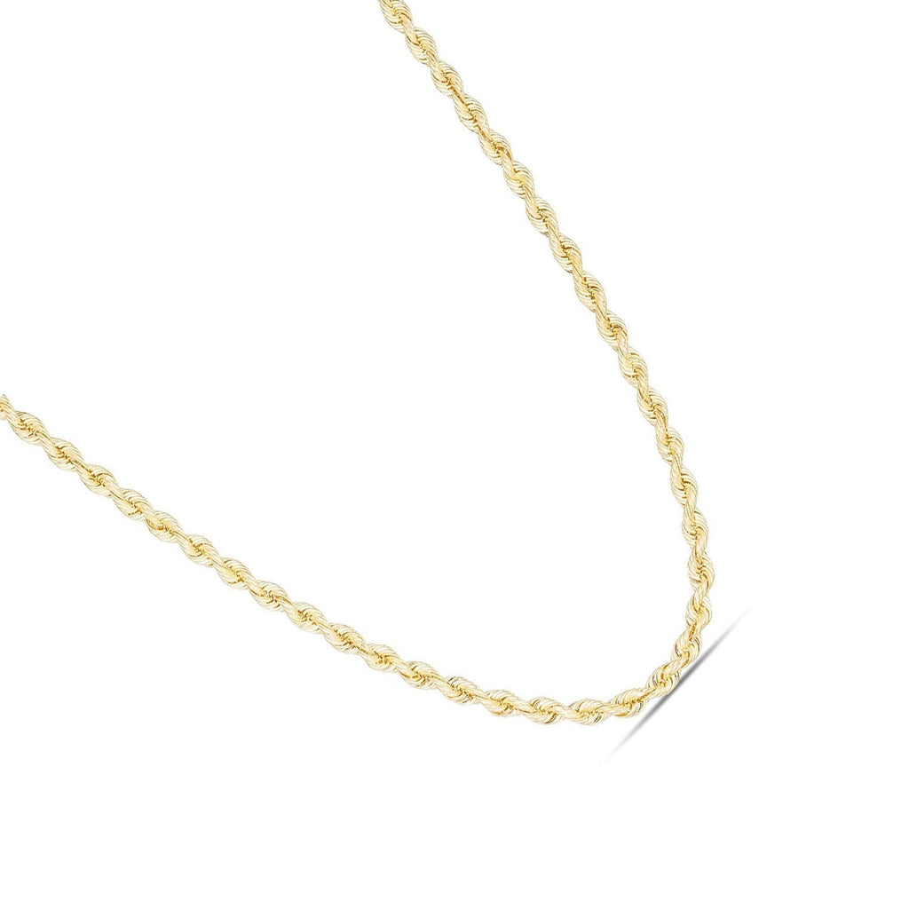 10K Yellow Gold 3.7mm Polished Silk Rope Chain  Lobster Clasp