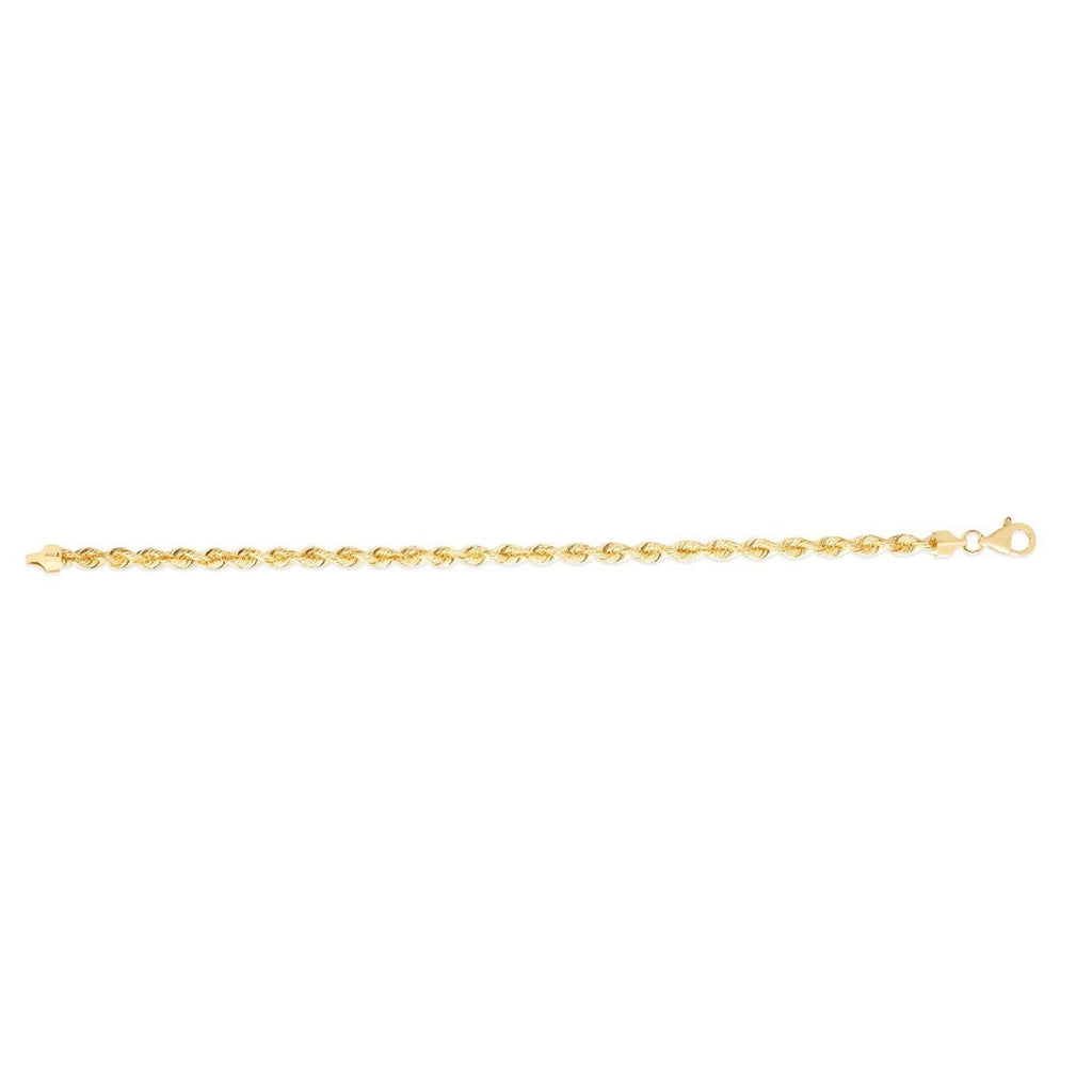 10K Yellow Gold 4.3mm Polished Silk Rope Chain  Lobster Clasp