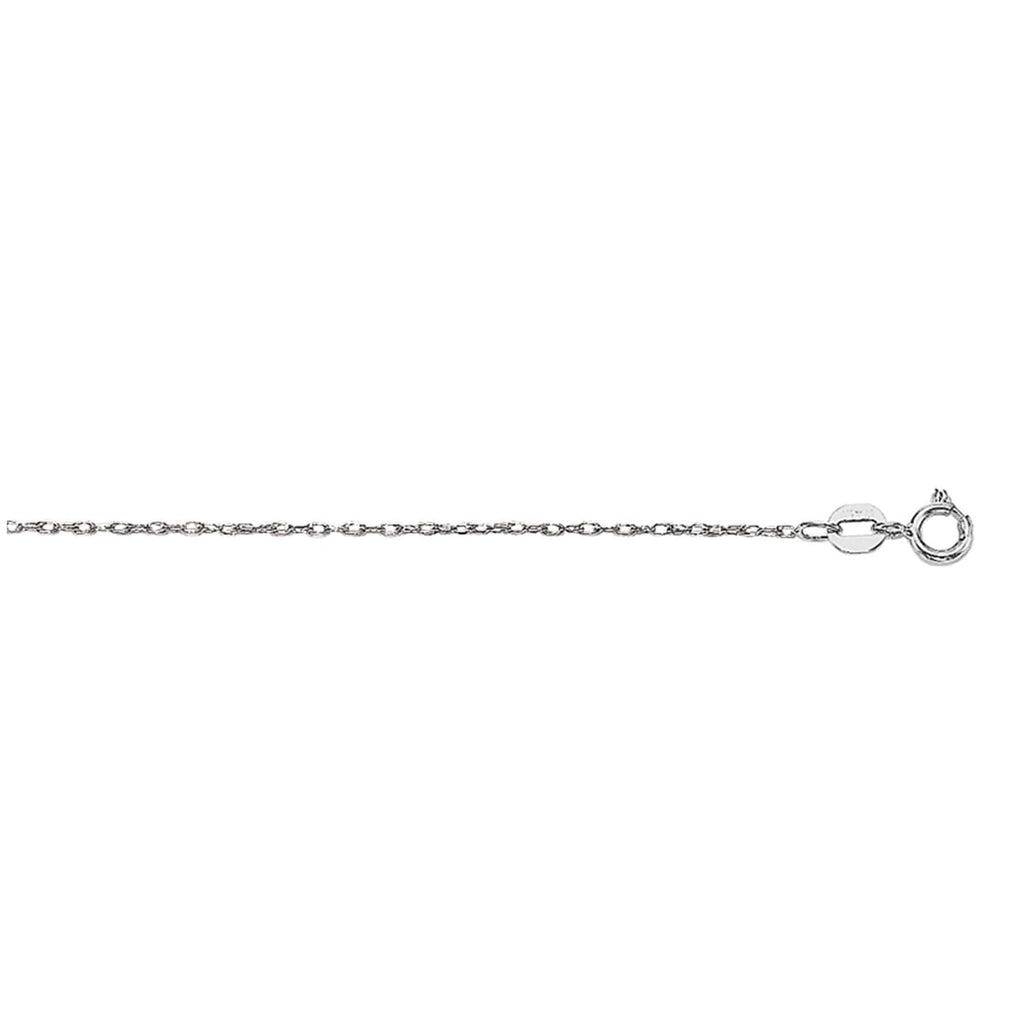 JewelStop 10K White Gold .80mm Machine Rope Chain Carded with Polished Finish and Spring Ring Clasp