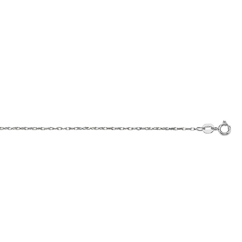 JewelStop 10K White Gold .85mm Machine Rope Chain Carded with Polished Finish and Spring Ring Clasp