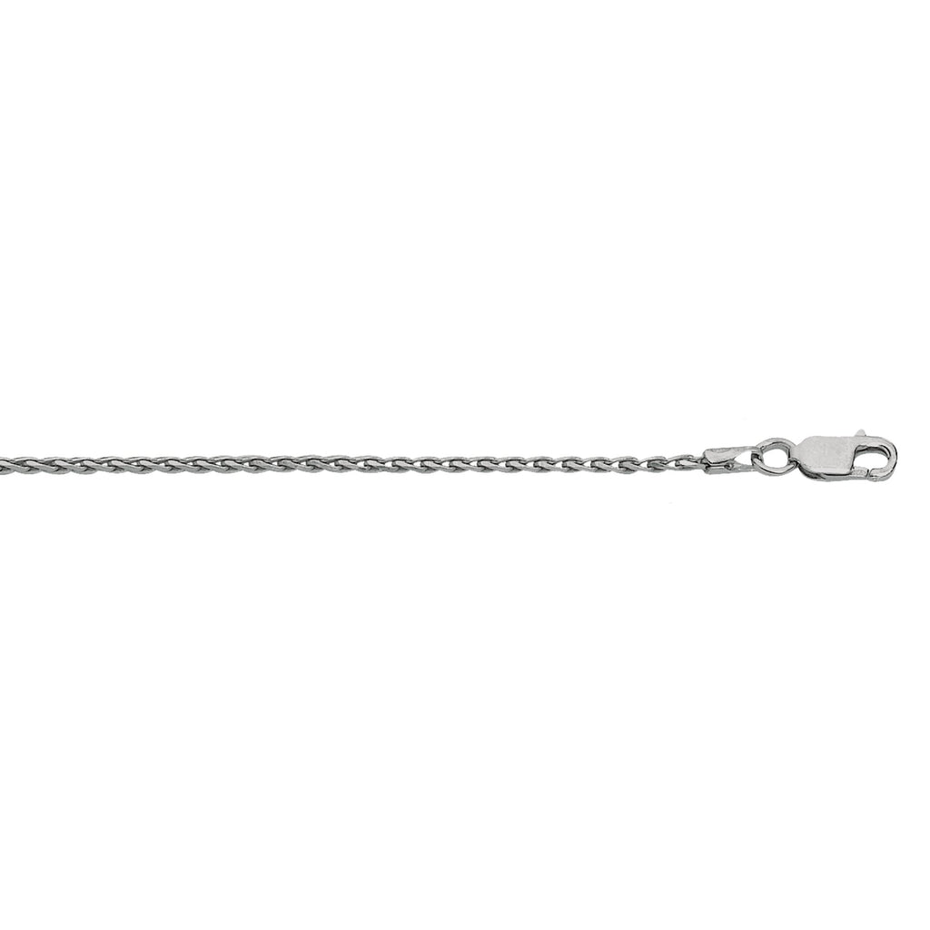 Sterling Silver Rhodium 1.5mm Diamond-Cut Wheat Spiga Chain 20" Necklace - JewelStop1