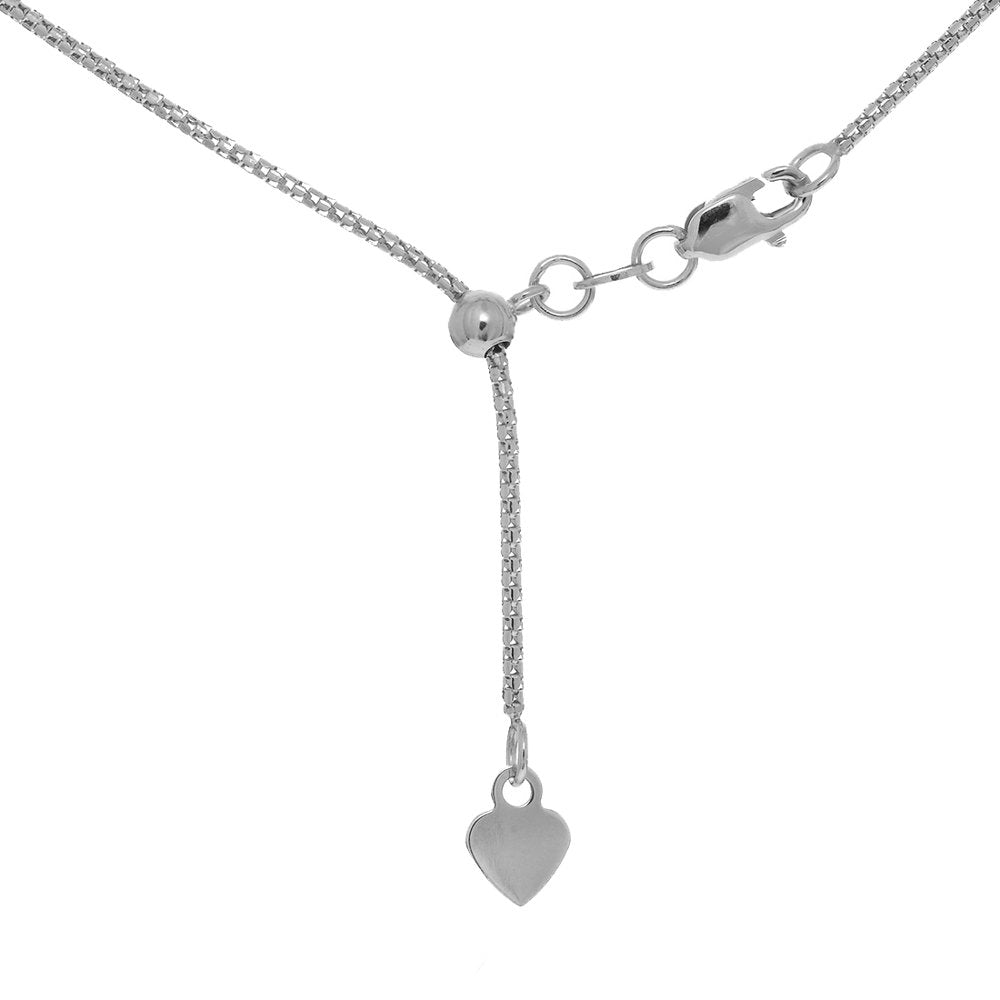 Sterling Silver Rhodium Finish .8mm Diamond-Cut Adjustable Popcorn Chain 16-22" - JewelStop1