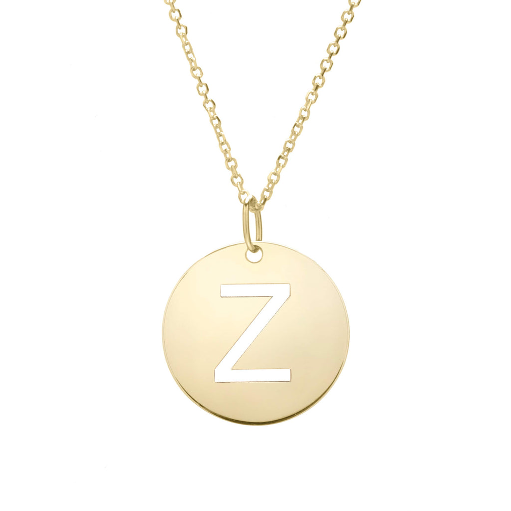 14k Yellow Gold 15mm Initial-Z Pendant, 18" 0.8mm Extendable Classic Cable Chain - JewelStop1