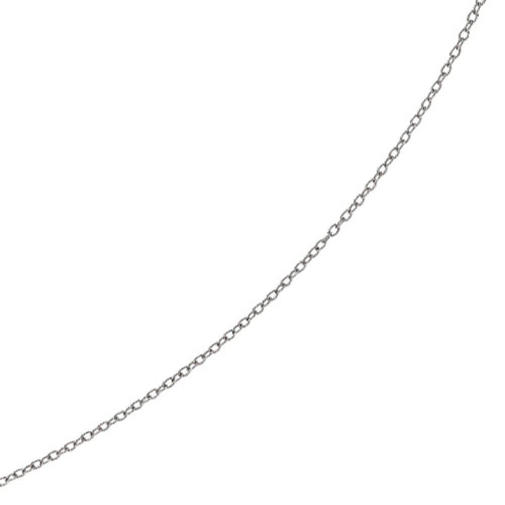 14K White Gold Textured Oval Link 2.5mm Pendant Chain 24" Lobster Claw - JewelStop1