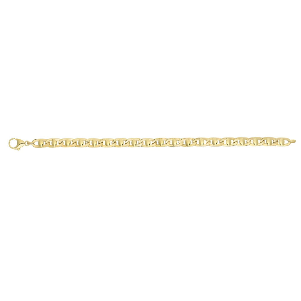 14k Yellow Gold 5mm Shiny Square Tube Mariner Style Men's Link Bracelet 8.5" - JewelStop1