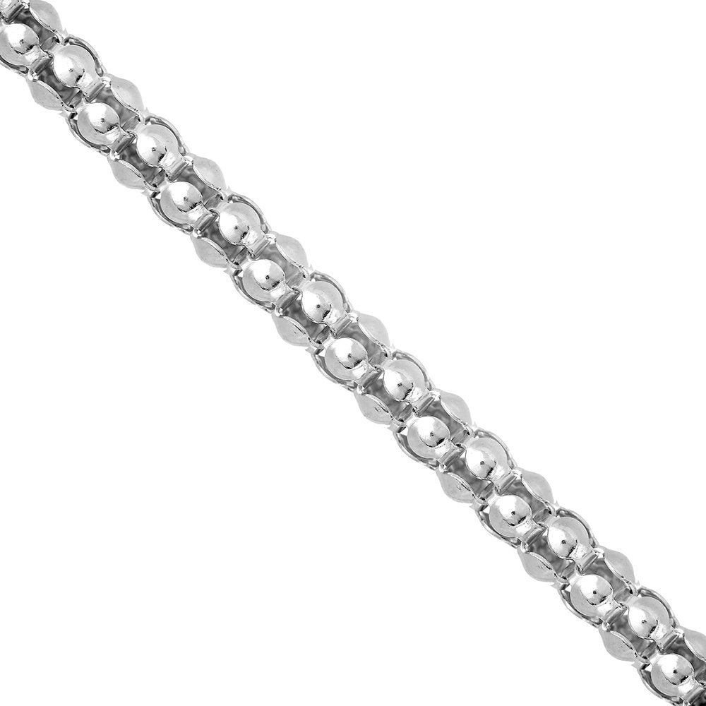 925 Sterling Silver Rhodium Plated 2.5mmFancy Popcorn Chain Necklace 24" - JewelStop1