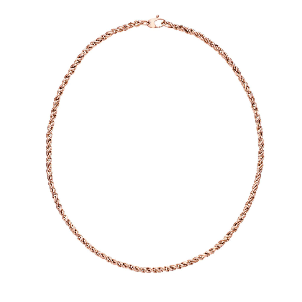 14K Rose Gold Braded Necklace, Lobster Clasp - 17 - JewelStop1