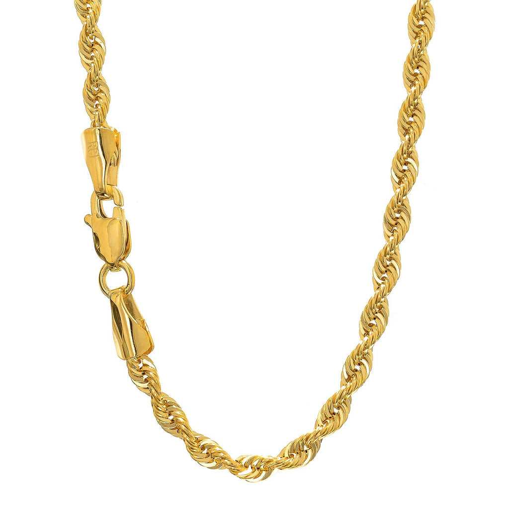 14K Yellow Gold 2.5 mm Light Sparkle Rope Chain Necklace 16" 18" 20" Lobster Claw Clasp - JewelStop1