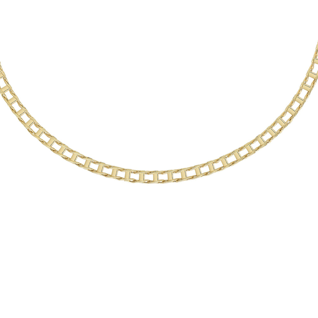 14k Yellow Gold 5mm Shiny Rail Road Men's Link Necklace with Lobster Clasp 20" - JewelStop1