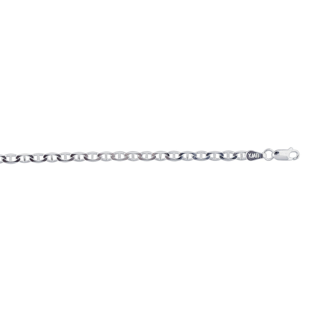 925 Sterling Silver Rhodium Plated 2.8mm Mariner Chain Necklace 18" Lobster Claw - JewelStop1
