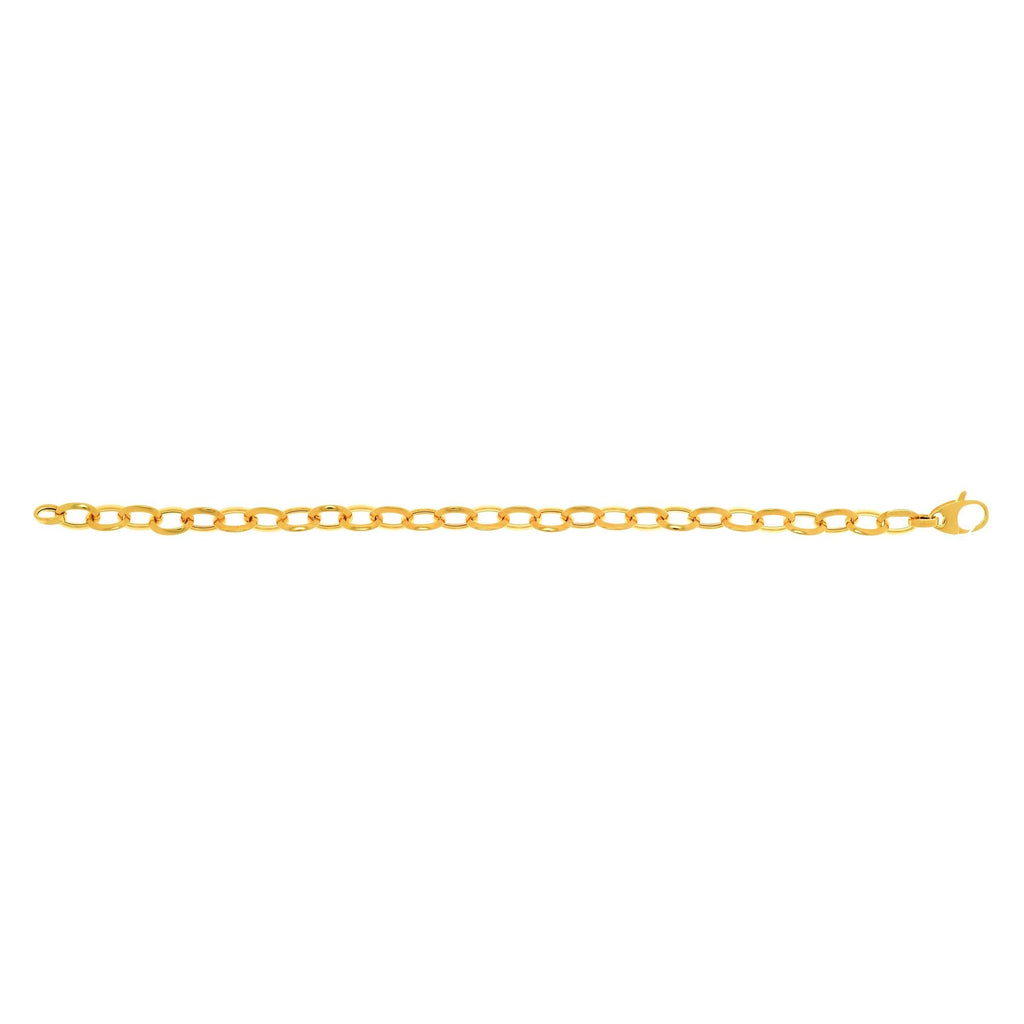 14K Yellow Gold Shiny Oval Link Bracelet, Fancy Fish Clasp - JewelStop1