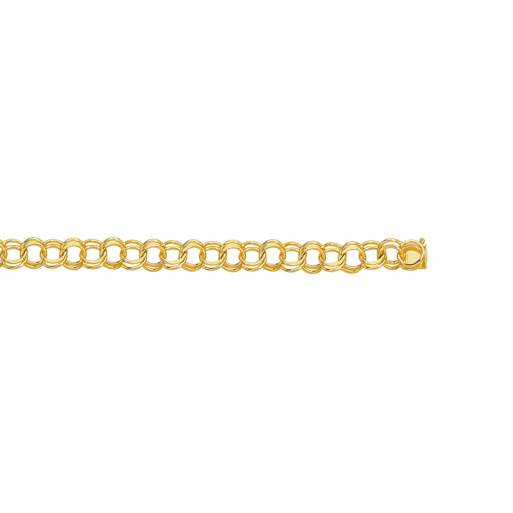 14k Yellow Gold 10.9mm Double Link Charm Bracelet 8" - JewelStop1