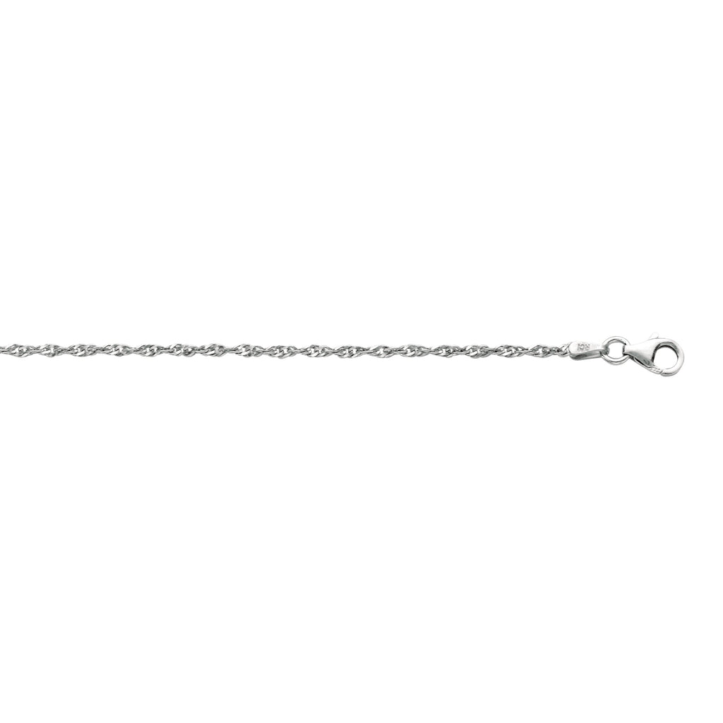 925 Sterling Silver Rhodium Plated 2.0mm Singapore Chain 18" - JewelStop1