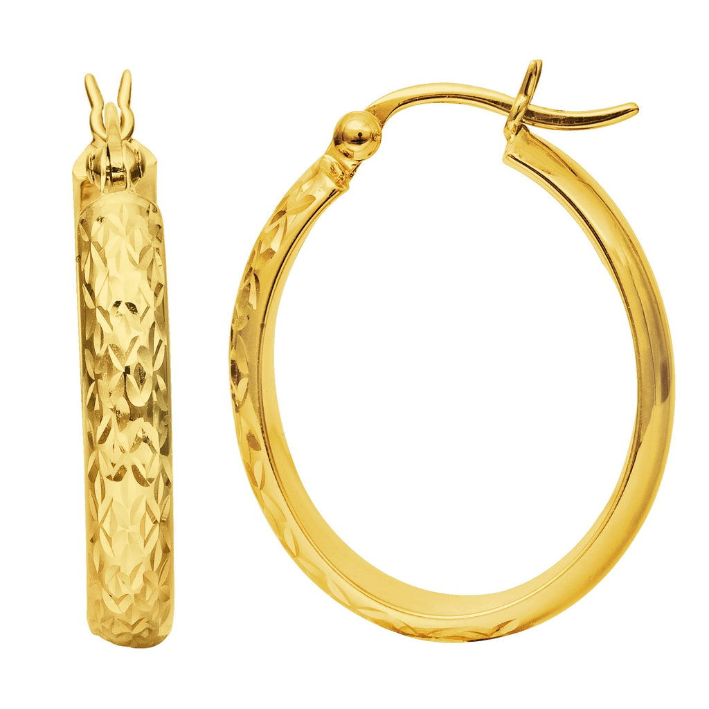 14k Yellow Gold 17mm X 25mm Oval Hoop Earrings - JewelStop1