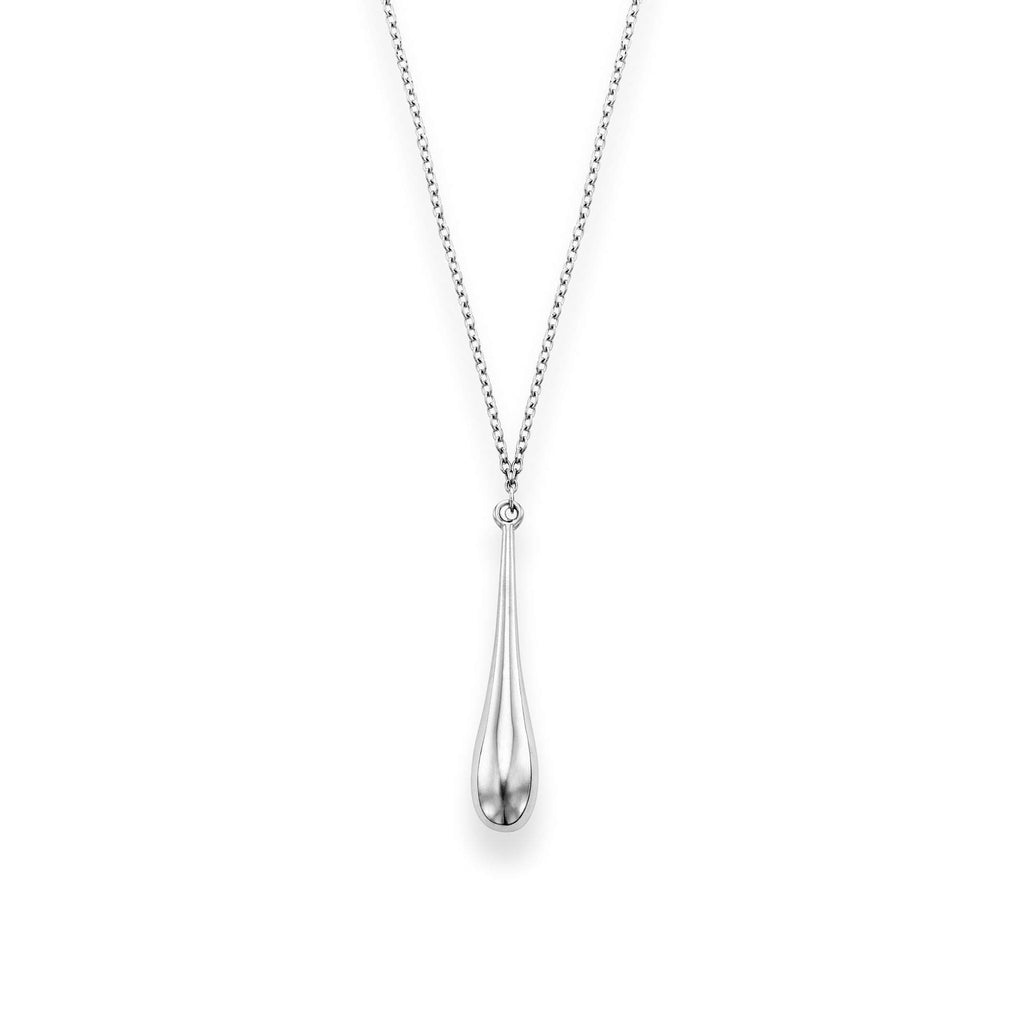 14k White Gold Tear Drop Necklace with Lobster Clasp 18 Inches - JewelStop1