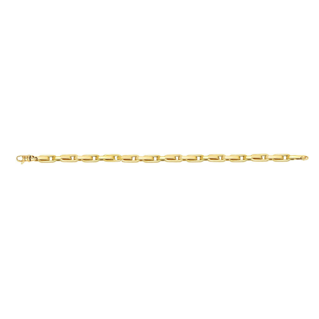 14K Yellow Gold Shiny Alternate Long Oval Link Bracelet, Lobster Clasp - JewelStop1