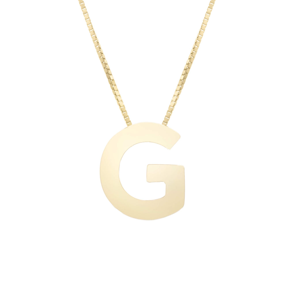 14k Yellow Gold 10x7mm Polished Initial-G Necklace with Lobster Clasp 18" - JewelStop1