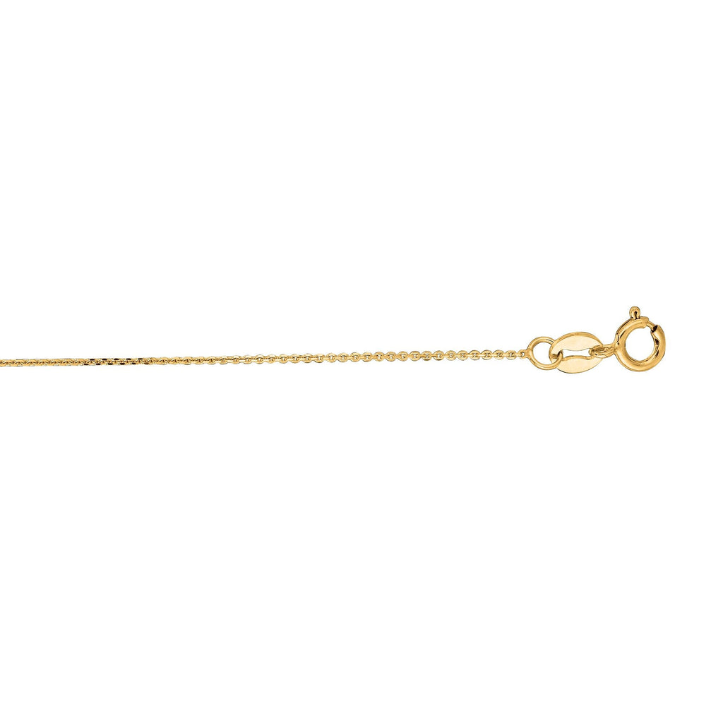 14k Yellow Gold 0.9mm Diamond-cut Classic Cable Chain, Spring Ring Clasp - 16" - JewelStop1