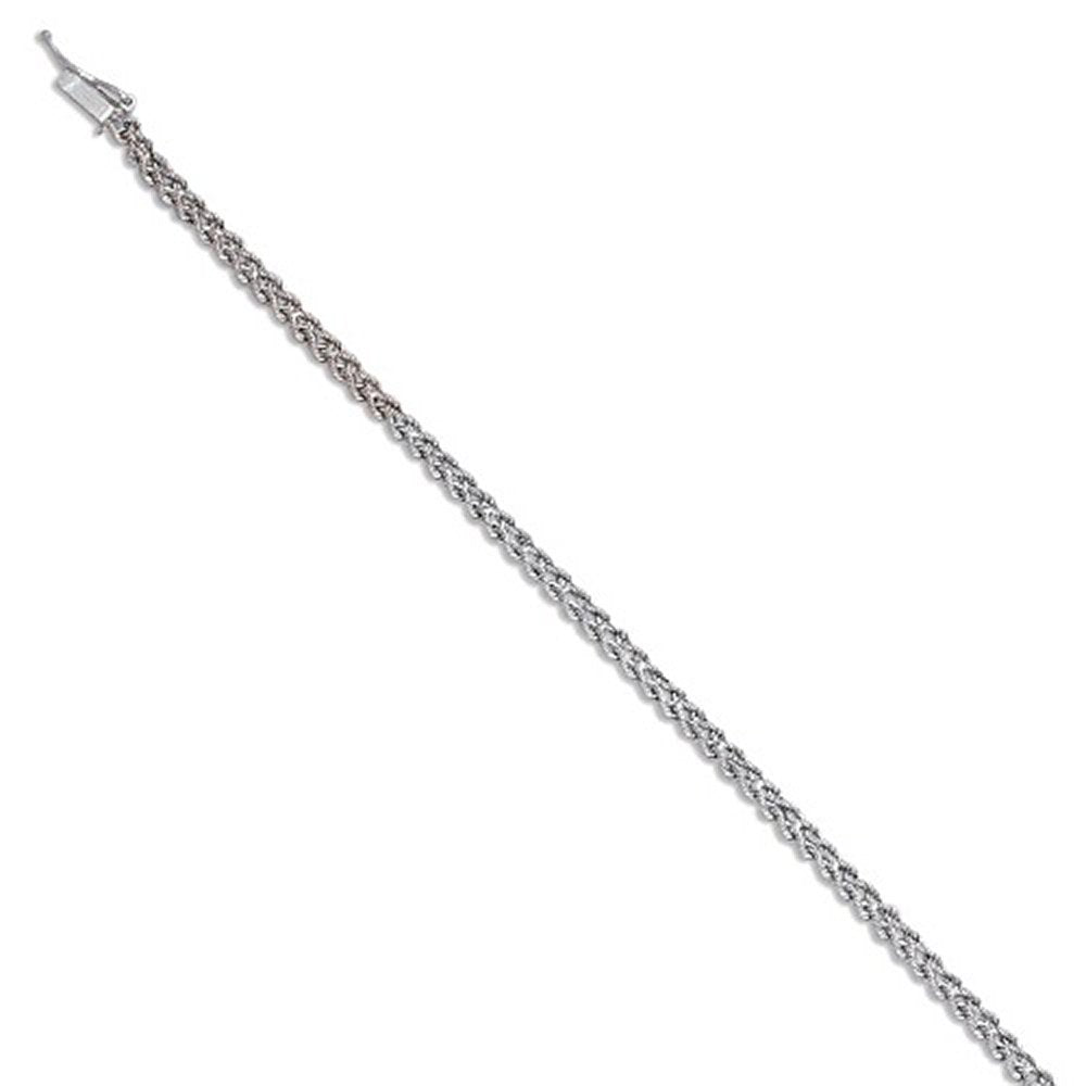 14k White Gold 3mm Multi-line Rope Bracelet 7" - JewelStop1