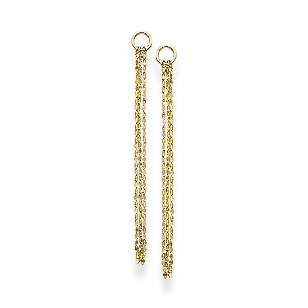 14K Yellow Gold 65mm Diamond-Cut Multi-strand Drop Earrings, Push Back Clasp - JewelStop1