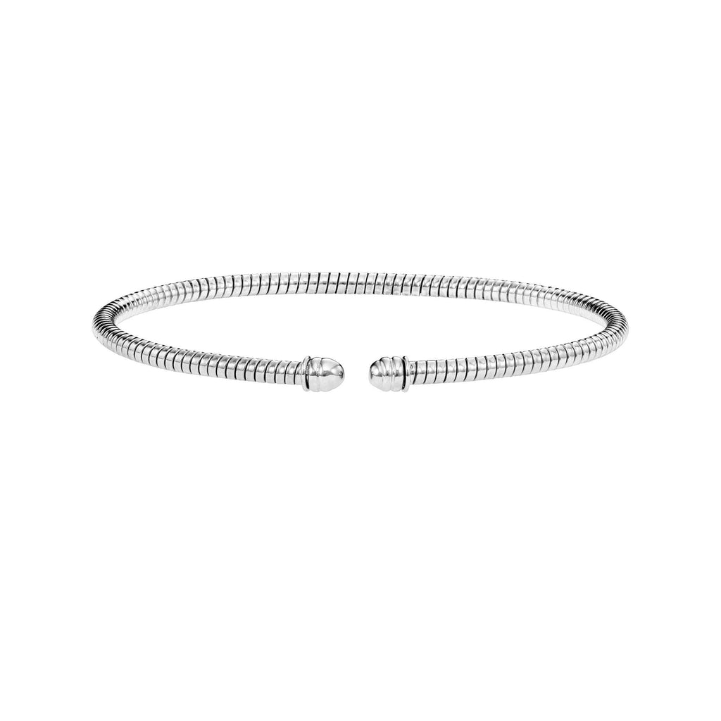 14K White Gold Sprial Design 3mm Bangle - 7" - JewelStop1