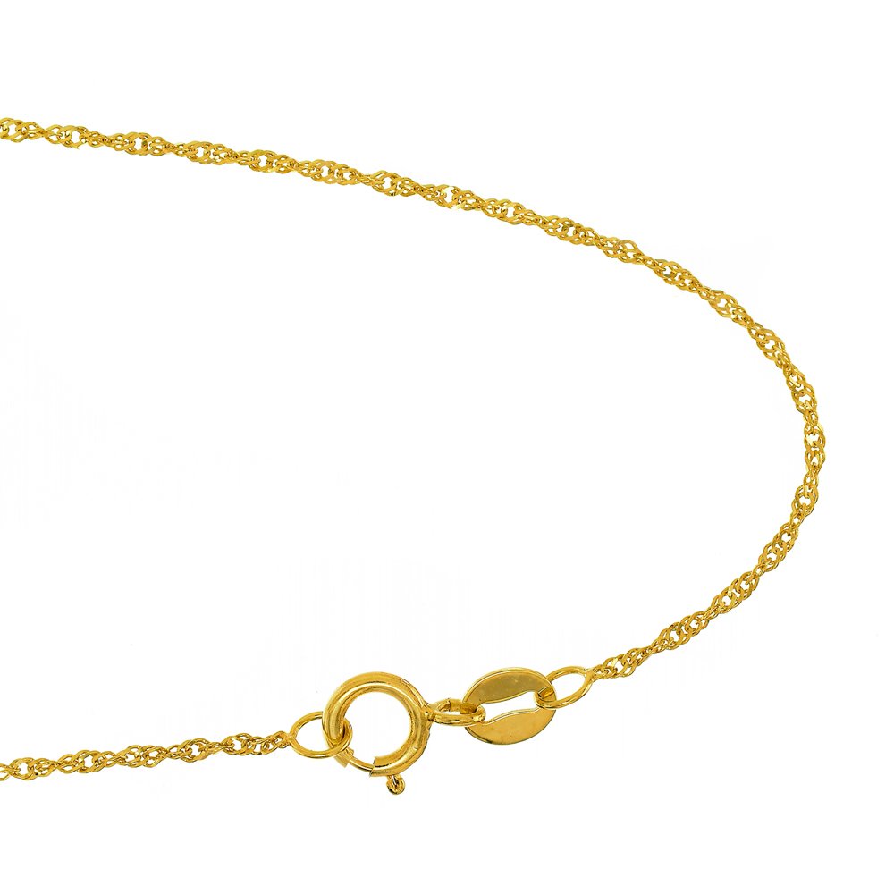 10k Solid Gold Yellow Or White 2.2 mm Singapore Chain Anklet, Spring Ring Clasp - 9" 10" - JewelStop1