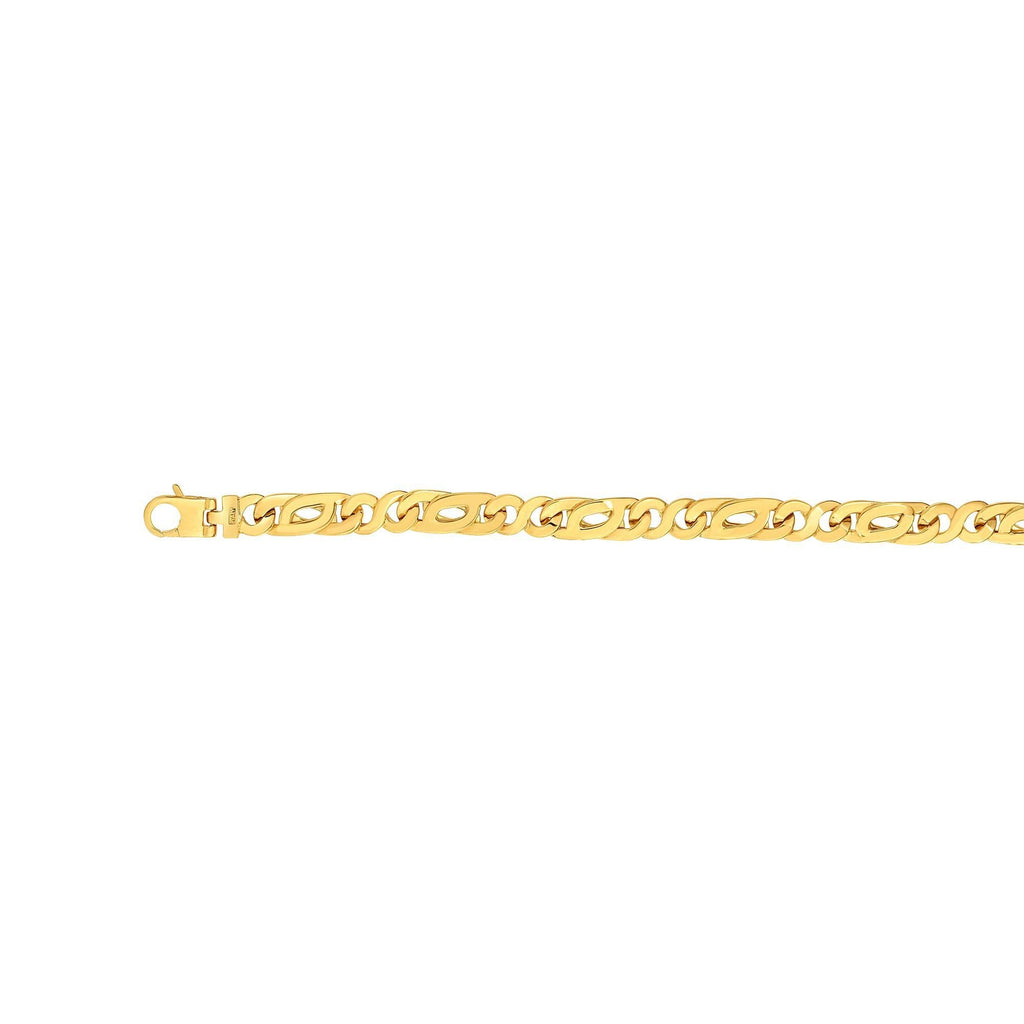 14k Yellow Gold Shiny Fancy Link Bracelet with Lobster Clasp 8.5 Inches - JewelStop1