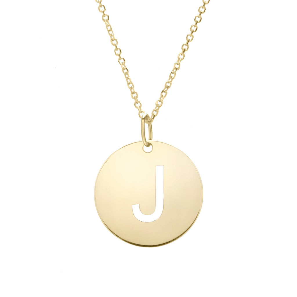 14k Yellow Gold 15mm Initial-J Pendant, 18" 0.8mm Extendable Classic Cable Chain - JewelStop1